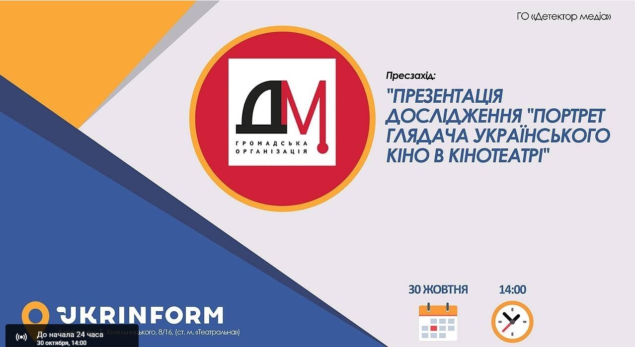30 жовтня 2020 року відбудеться презентація дослідження “Портрет глядача українського кіно в кінотеатрі”