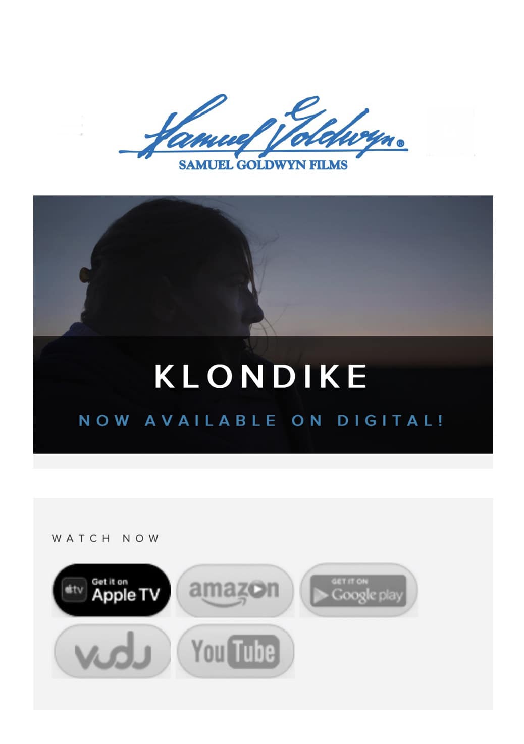 Фільм “Клондайк” став доступним на платформах Apple TV, Amazon, Google Play, Vudu та You Tube Movies в USA