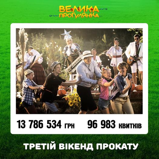 Фінішував третій вікенд прокату «Великої прогулянки» касові збори фільму склали 13 786 534 грн за 96 983 квитків