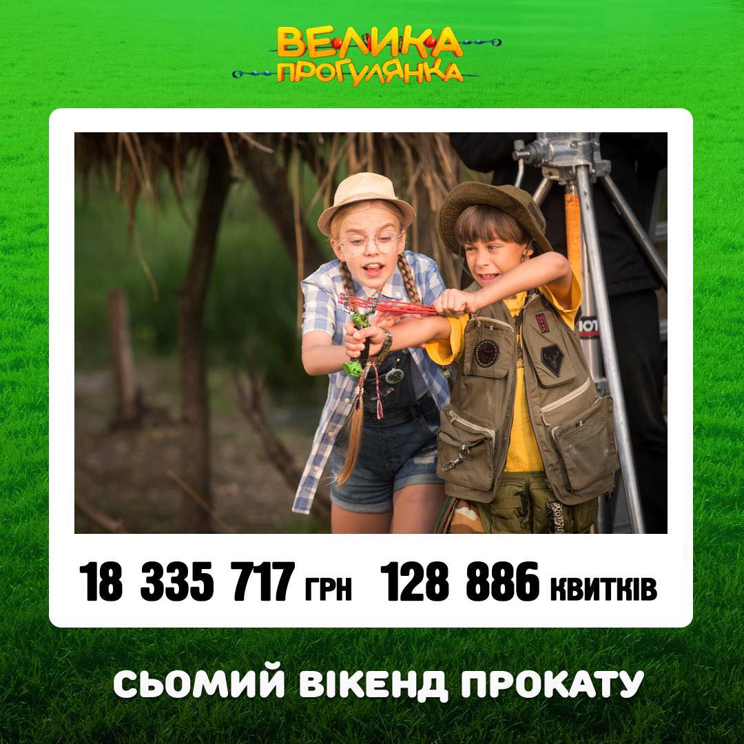Після сьомого вікенду прокату «Великої прогулянки» кількість придбаних квитків становить 128 886, а бокс-офіс склав 18 335 717 грн