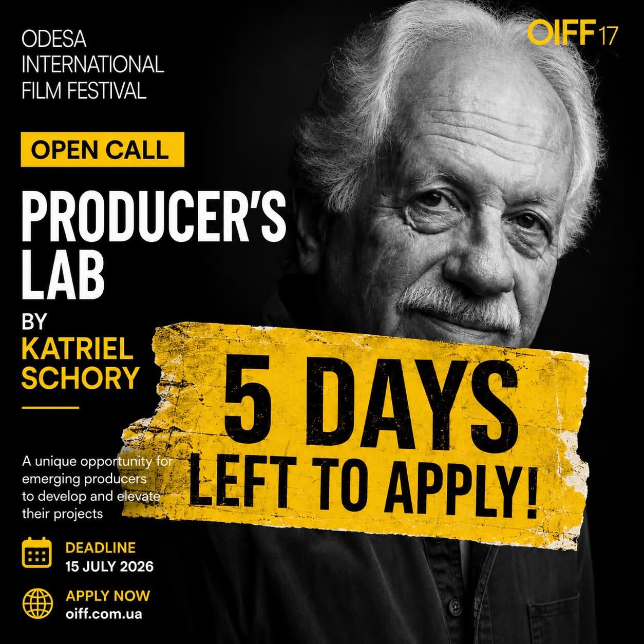 Фінальні дні прийому заявок на Producer’s Lab – воркшоп для продюсерів від Катріеля Шорі
